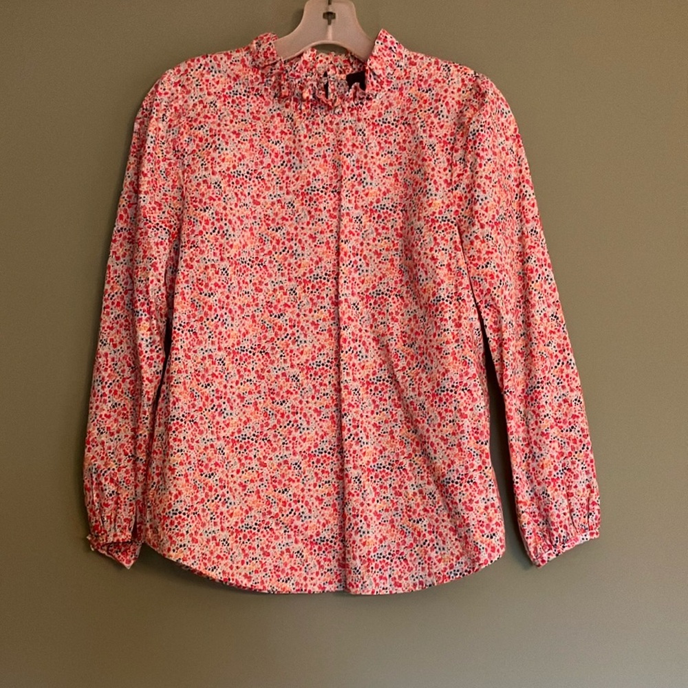 J Crew Liberty floral ruffle blouse size Small